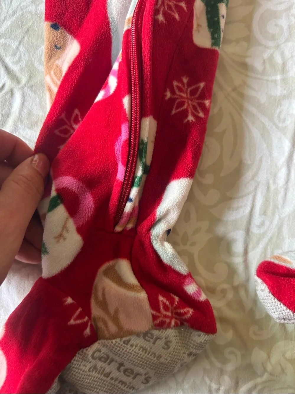 Carter's Red Holiday Fleece One-Piece Footed Pajamas with Mug & Bear Print